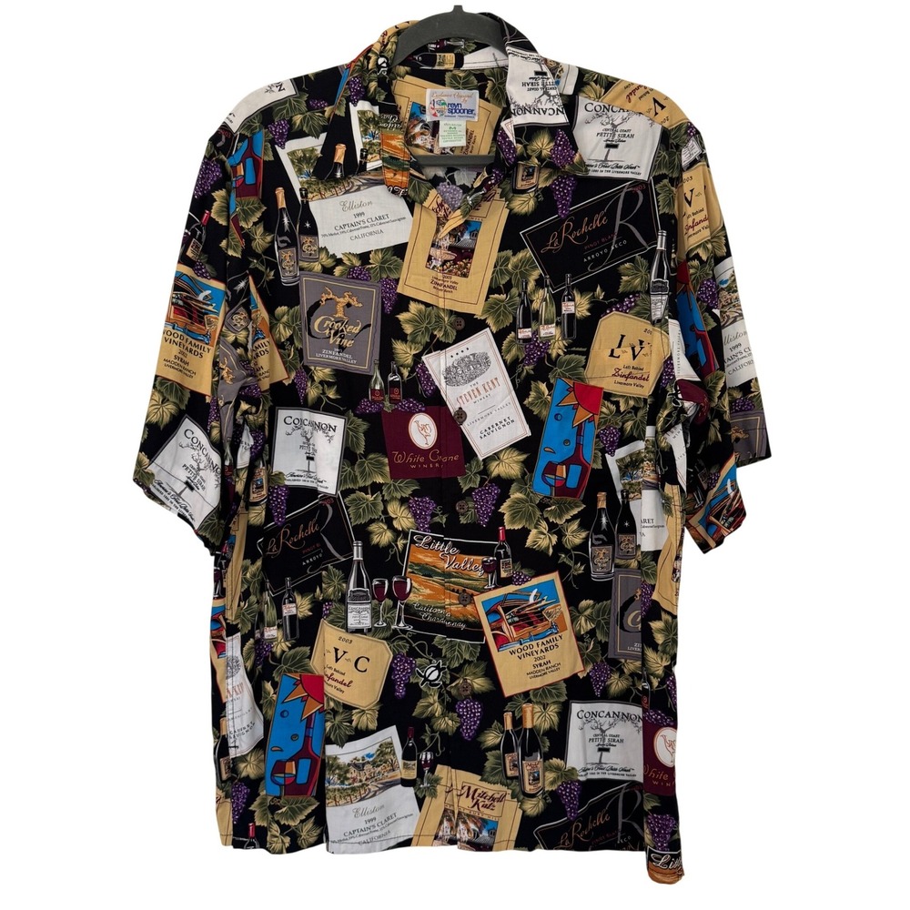 Reyn‎ Spooner Camp Shirt Mens Medium Rayon Limited Edition Wine Winery Hawaiian